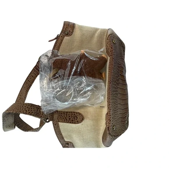 Coldwater Creek Purse with Free Charm Tan Beige Brown Tote Bag Handbag Womens‎ - Picture 11 of 12